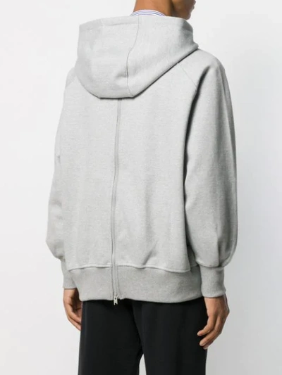 Shop Ader Error Logo Embroidered Oversized Hoodie In Gray