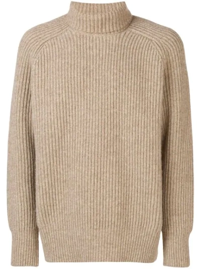 Shop Ami Alexandre Mattiussi Rib Turtleneck Jumper In Neutrals