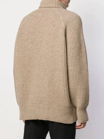 Shop Ami Alexandre Mattiussi Rib Turtleneck Jumper In Neutrals