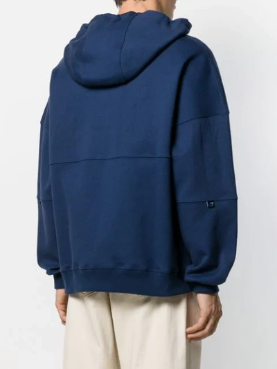 Shop Ader Error Ae Asymmetric-pocket Hoodie In Blue