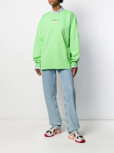 Shop Ader Error Boxer Print Oversized Sweatshirt In Neon Green