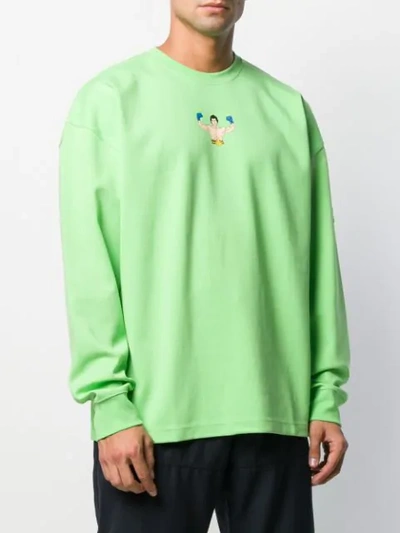 Shop Ader Error Boxer Print Oversized Sweatshirt In Neon Green