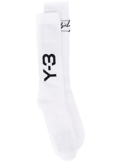 Shop Y-3 Logo Socks In Owhite
