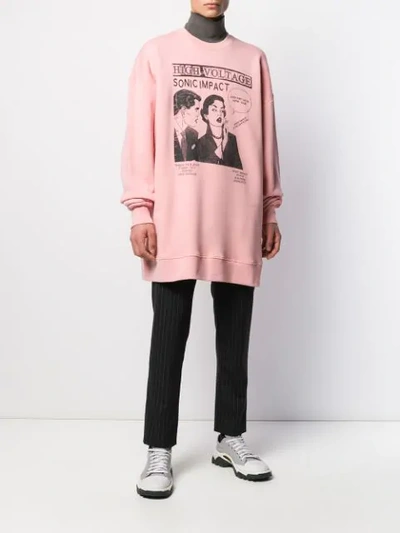 Shop Mcq By Alexander Mcqueen Oversized Comic Print Hoodie In Pink