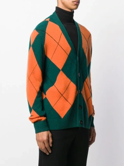 Shop Pringle Of Scotland Reissued Argyle Knit Cardigan In Green