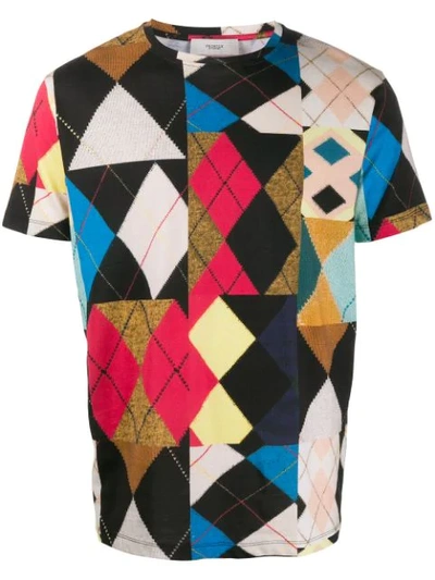 Shop Pringle Of Scotland Reissued Patchwork Cotton T-shirt In Black