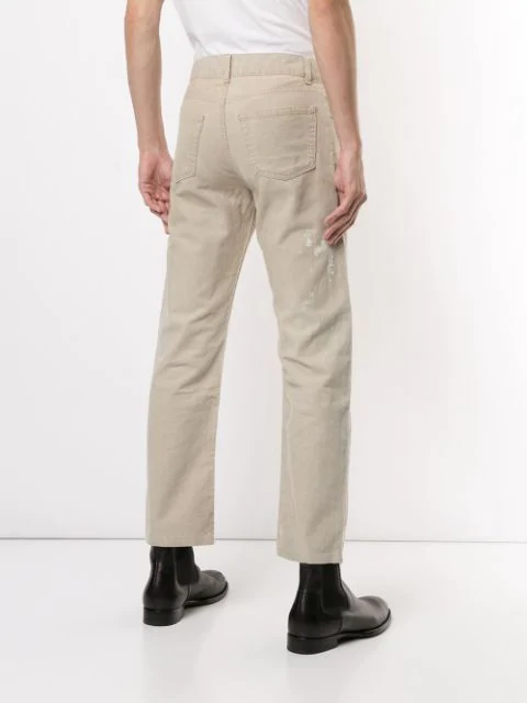 Pre Owned Helmut Lang 1999 Paint Print Slim Trousers In Brown