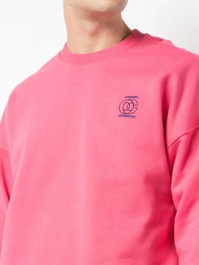 Shop Opening Ceremony Embroidered Logo Sweatshirt In Pink