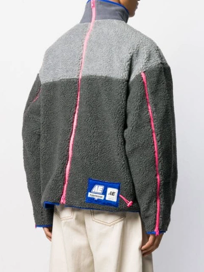 Shop Ader Error Textured Colour-block Jacket In Grey