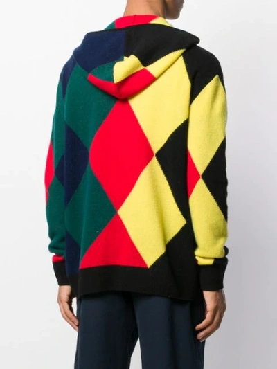 Pringle Of Scotland Harlequin Argyle Hooded Sweater In Black