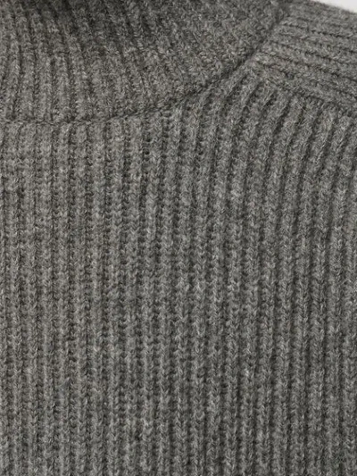 Shop Ami Alexandre Mattiussi Roll Neck Ribbed Jumper In Grey