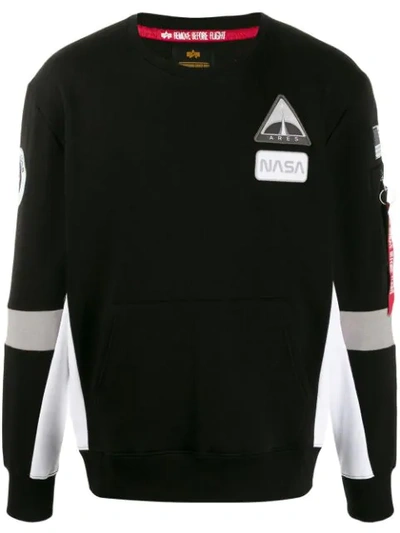 Shop Alpha Industries 'space Camp' Sweatshirt In Black