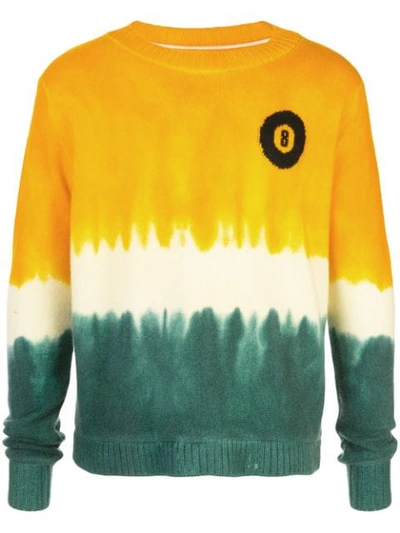 Shop The Elder Statesman Dip-dyed 8-ball Cashmere Jumper In Orange ,green