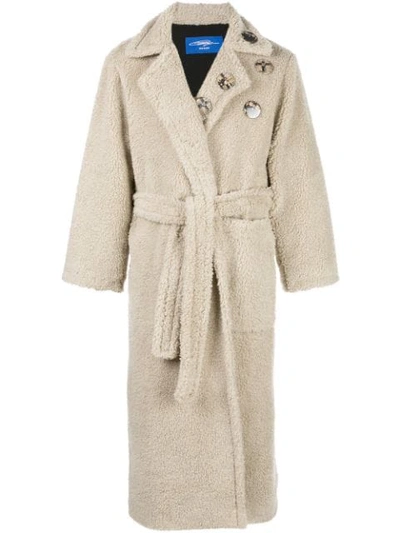 Shop Anton Belinskiy Faux-shearling Robe-coat In Neutrals
