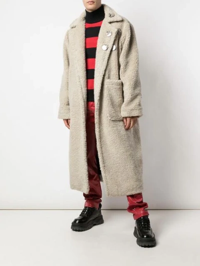 Shop Anton Belinskiy Faux-shearling Robe-coat In Neutrals