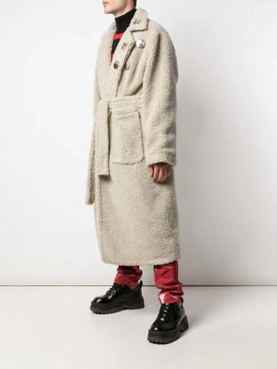 Shop Anton Belinskiy Faux-shearling Robe-coat In Neutrals