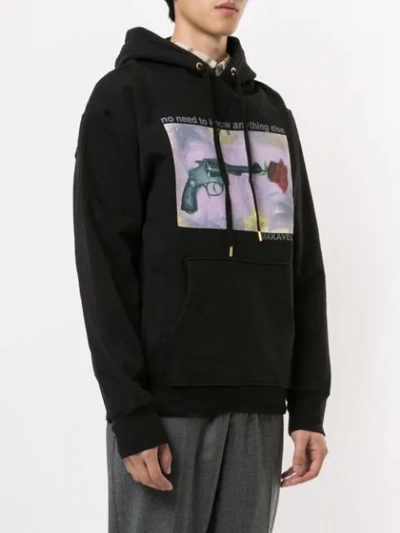 Shop Makavelic Rose Gun Print Hoodie In Black