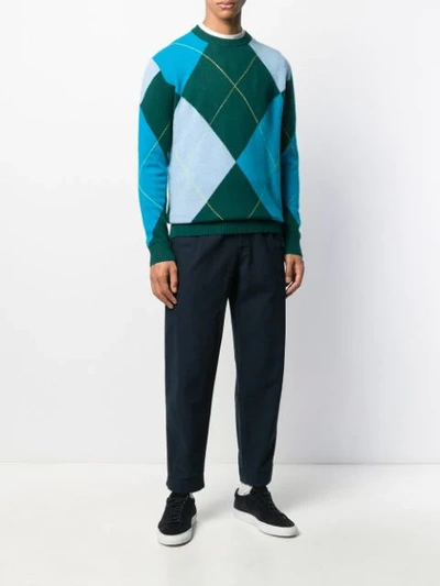 Shop Pringle Of Scotland Reissued Argyle Knitted Jumper In Green