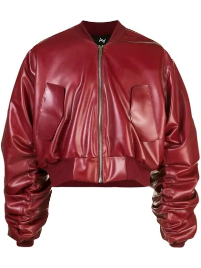 Shop Arthur Avellano Deconstructed Bomber Jacket In Red