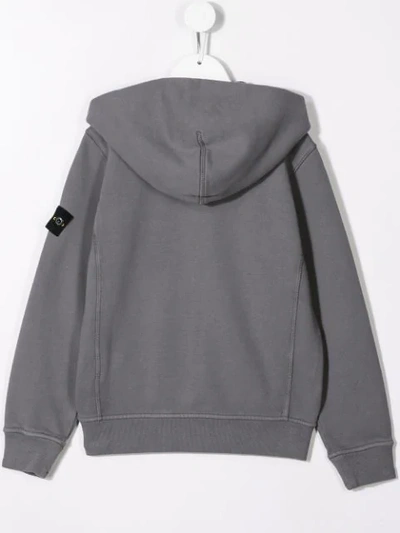Shop Stone Island Junior Zipped Hoodie In Grey