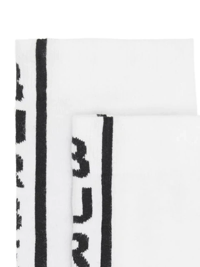 Shop Burberry Logo Intarsia Socks In White