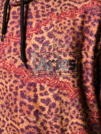 Shop Aries Leopard Print Fleece Hoodie In Neutrals