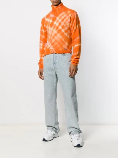 Shop Aries Cropped Tie-dye Jumper In Orange