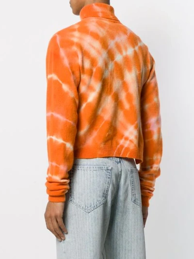 Shop Aries Cropped Tie-dye Jumper In Orange