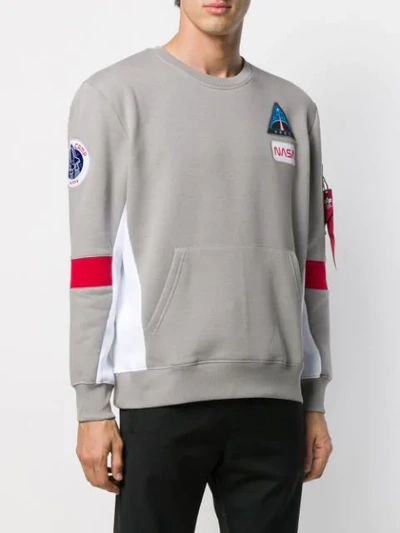 Shop Alpha Industries Space Camp Sweatshirt In 31 Silver
