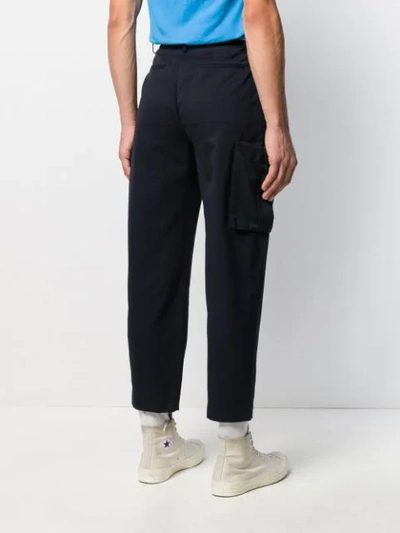 Shop Ader Error Pleated Crop Trousers In Blue