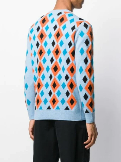 Shop Pringle Of Scotland Reissued Abstract Diamond Jumper In Blue