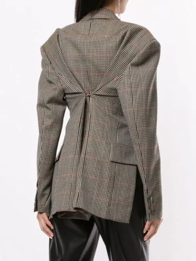 Shop Ground Zero Check Side Split Blazer In Brown