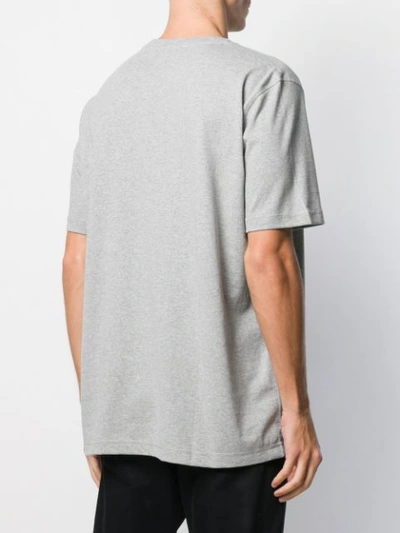 Shop Diesel Recycled Fabric Double Logo T-shirt In Grey