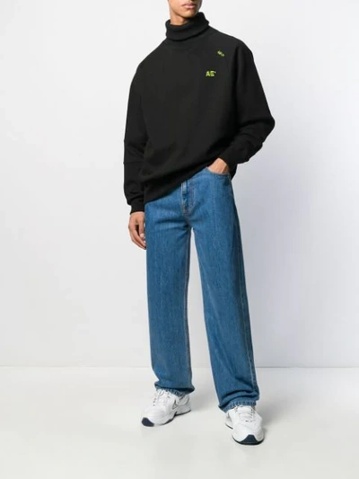 Shop Ader Error Roll-neck Logo Sweatshirt In Black