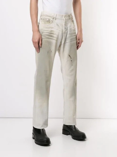 Pre-owned Helmut Lang 2000's Dirty Effect Straight Jeans In White