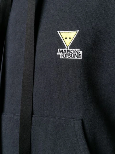 Shop Maison Kitsuné Chest Logo Hoodie In Blue