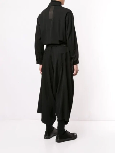 Shop Yohji Yamamoto Asymmetrical Belted Coat In Black