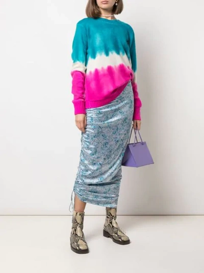 Shop The Elder Statesman Tie-dye Palm Tree Cashmere Jumper In Blue