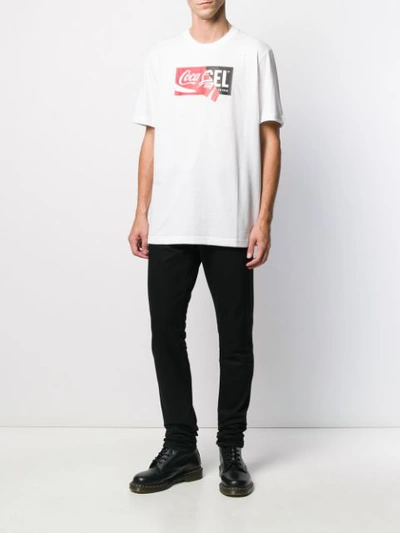 Shop Diesel Recycled Fabric T-shirt With Doublelogo Print In White