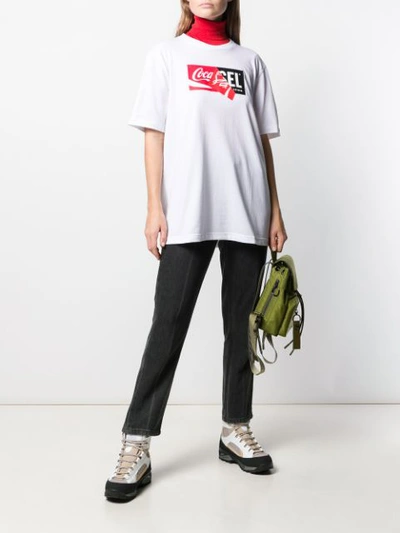 Shop Diesel Recycled Fabric T-shirt With Doublelogo Print In White