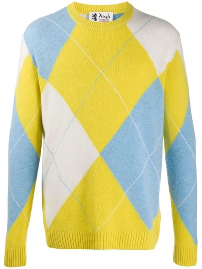 Shop Pringle Of Scotland Reissued Large Scale Argyle Jumper In Green