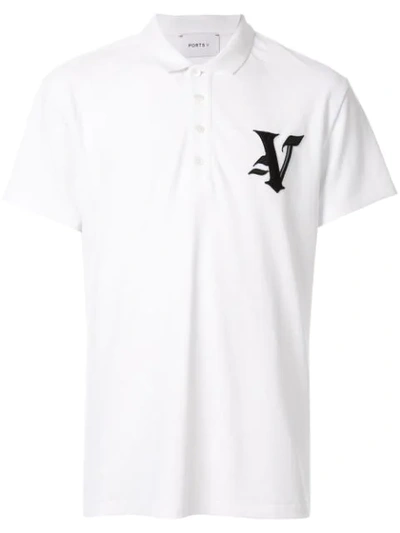 Shop Ports V Embroidered Logo Polo Shirt In White