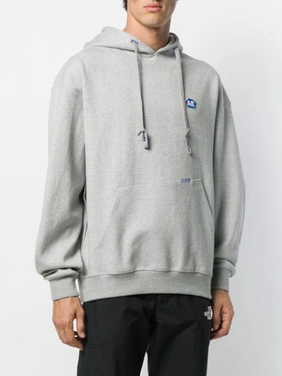 Shop Ader Error Embroidered Logo Hoodie In Grey