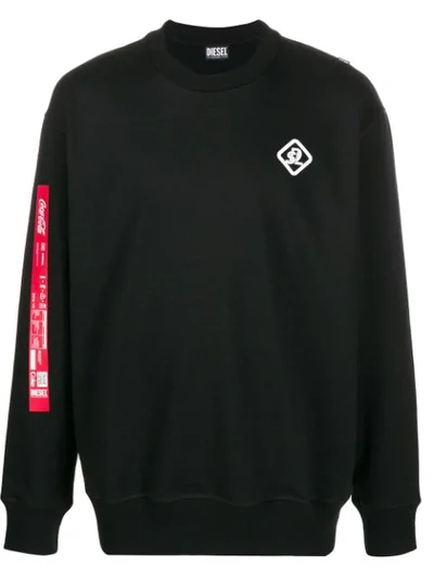 Shop Diesel Recycled Fabric Logo Sweatshirt In Black