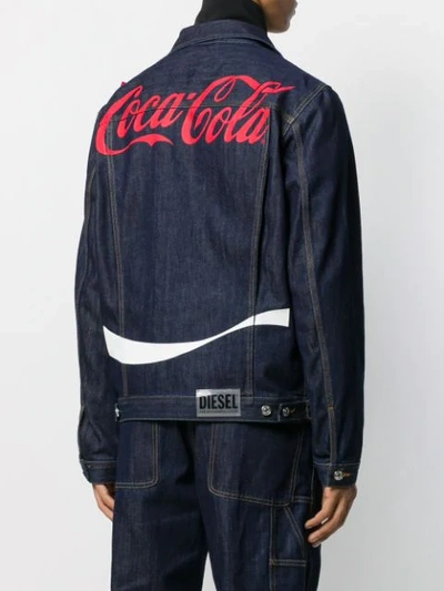 Shop Diesel Coca-cola Print Denim Jacket In Blue