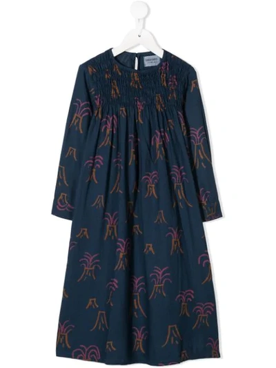 Shop Bobo Choses Volcano Print Dress In Blue
