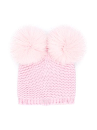 Shop Siola Double Pompom Hat In Pink