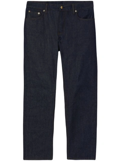 Shop Burberry Mid-rise Straight Jeans In Blue