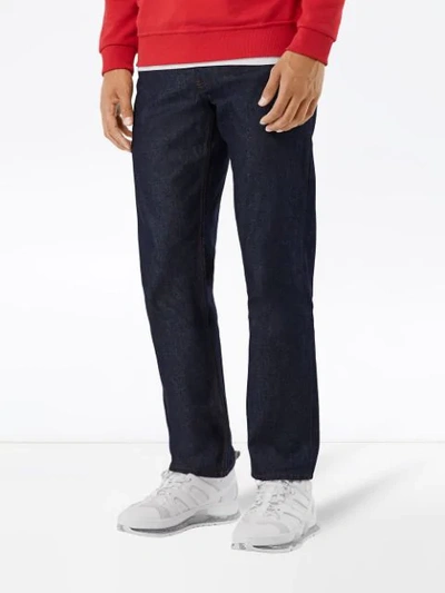 Shop Burberry Mid-rise Straight Jeans In Blue