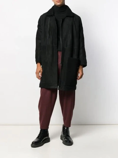 Shop Toogood Shearling Collar Coat In Black